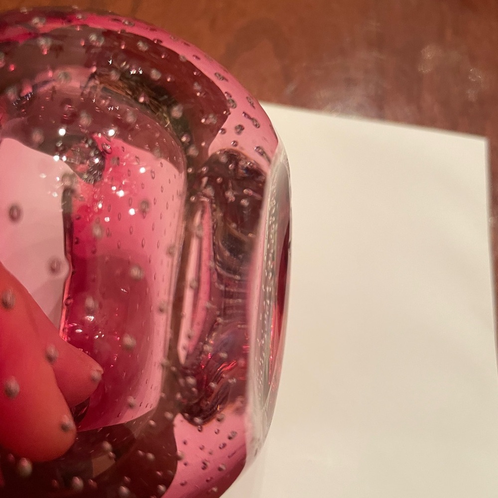 Murano Cranberry Red Bullicante Vintage Glass Ashtray - Picture 7 of 13
